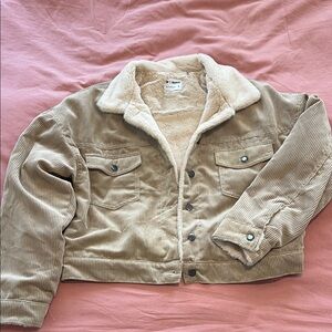 Ci Sono Tan Corduroy Teddy-Lined Jacket